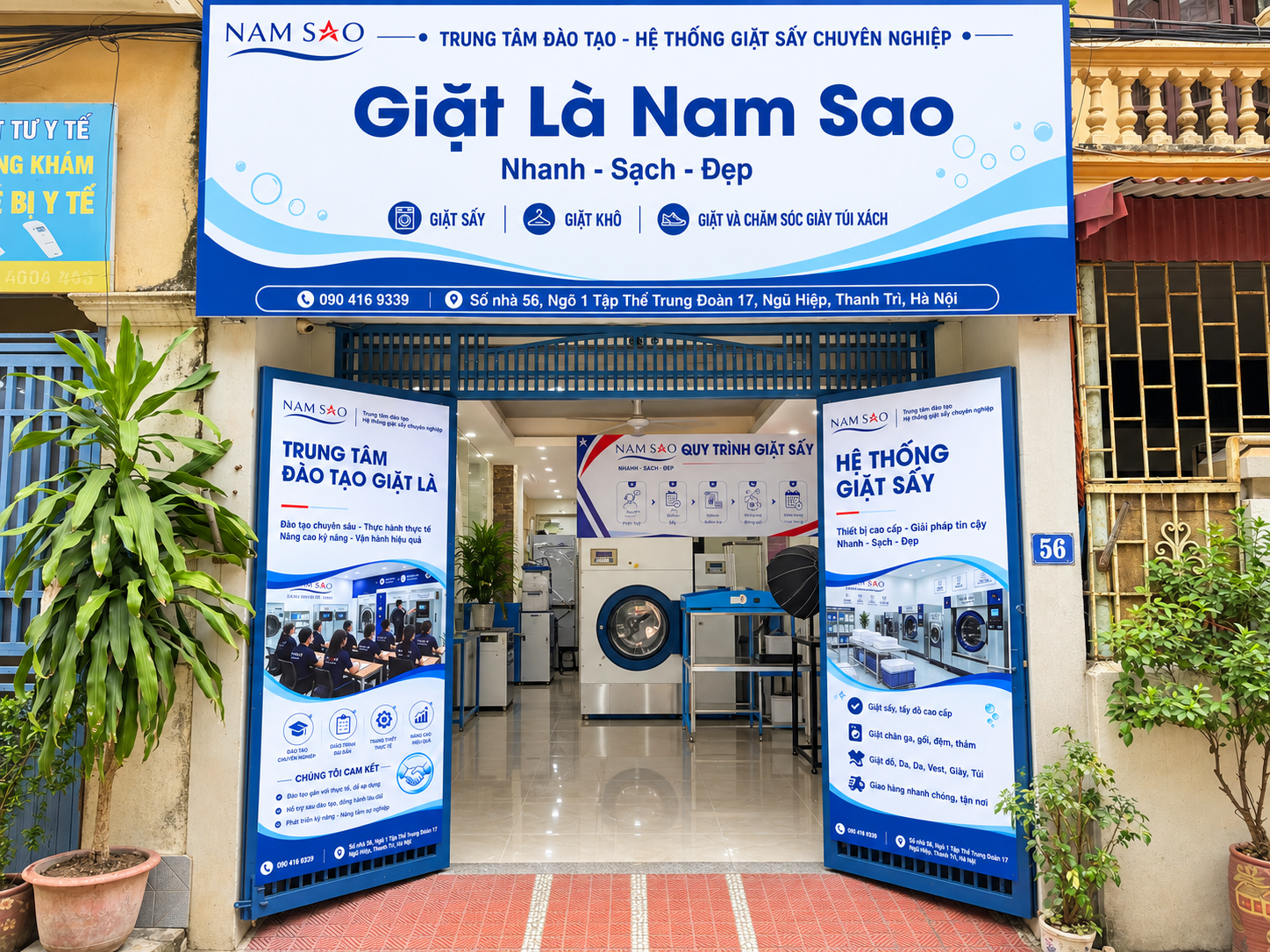 Mặt tiền và khu vực tiếp nhận của Giặt Là Nam Sao